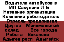 Водители автобусов в ИП Сакулина Л.Б › Название организации ­ Компания-работодатель › Отрасль предприятия ­ Другое › Минимальный оклад ­ 1 - Все города Работа » Вакансии   . Адыгея респ.,Адыгейск г.